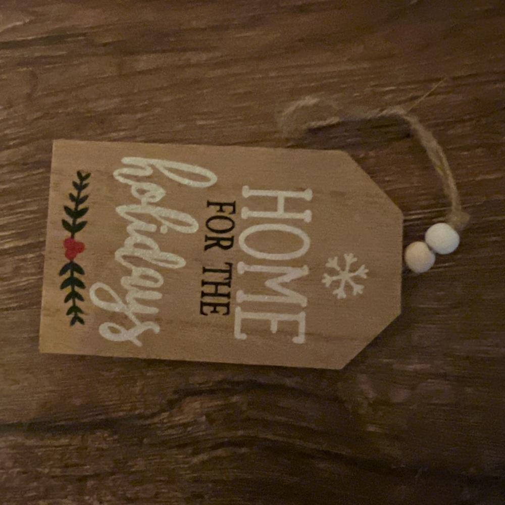 Christmas wooden Tag with beads
